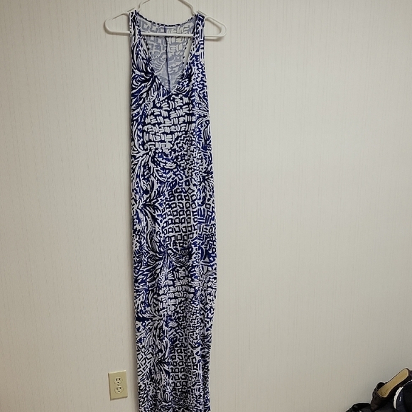 Lilly Pulitzer XS Kerri Blue and White Patterned Maxi Dress 100% Pima Cotton - Picture 4 of 8